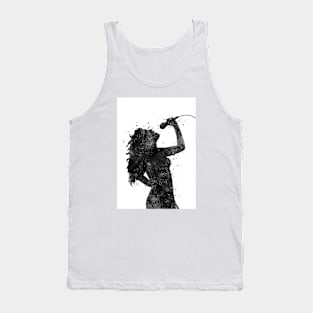 Girl Singing Black and White Silhouette Tank Top